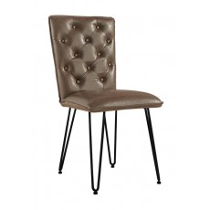 Studded Back Chair with Hair Pin Legs - Brown