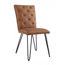 Studded Back Chair with Hair Pin Legs - Tan