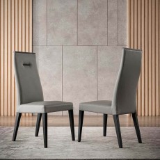 Novecento Taupe Leather Dining Chair