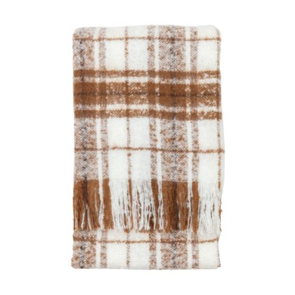 Check Faux Mohair Throw Tan