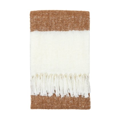 Stripe Faux Mohair Throw Tan
