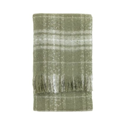 Check Faux Mohair Throw Olive