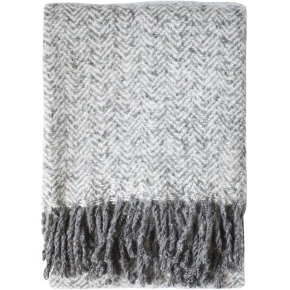 Herringbone Faux Mohair Throw Grey