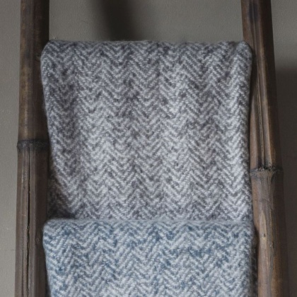 Herringbone Faux Mohair Throw Grey