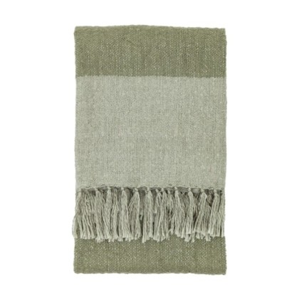 Stripe Faux Mohair Throw Olive