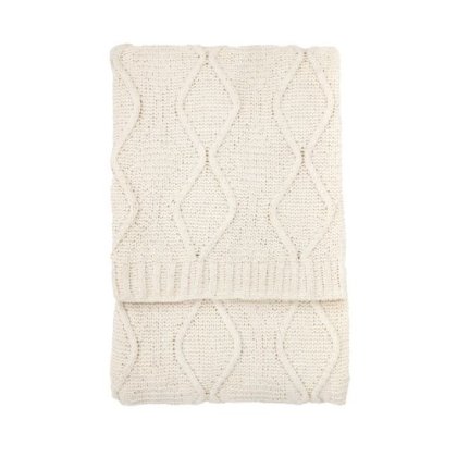 Cable Knit Throw Cream