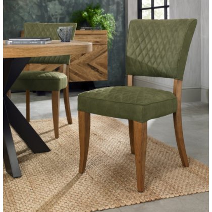 Portland Logan Rustic Oak Upholstered Chair - Cedar Velvet