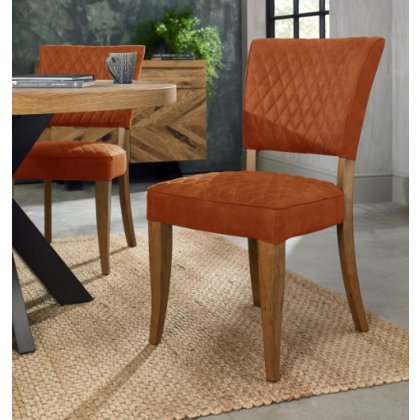 Portland Logan Rustic Oak Upholstered Chair - Rust Velvet