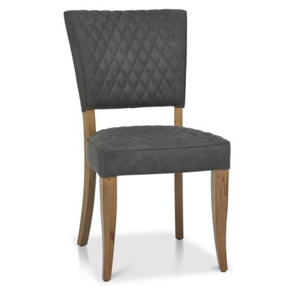 Portland Logan Rustic Oak Upholstered Chair - Dark Grey Fabric Portland Logan Rustic Oak Upholstered Chair - Dark Grey Fabric
