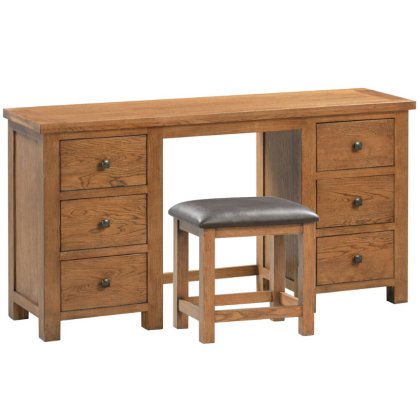 Dallow Rustic Double Pedestal Dressing Table and Stool Set