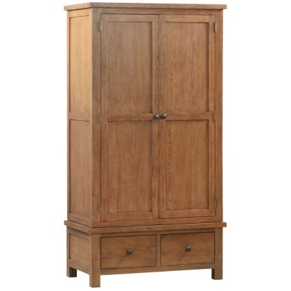 Dallow Rustic Double Wardrobe with 2 Drawers