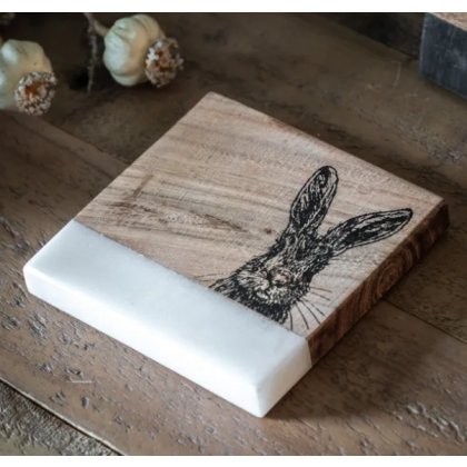 Hare Coaster White Marble Set of 4 Hare Coaster White Marble Set of 4