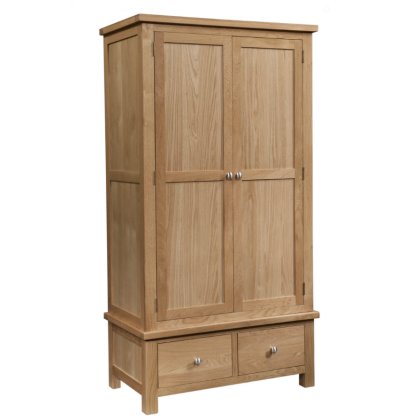 Dallow Oak Double Wardrobe with 2 Drawers