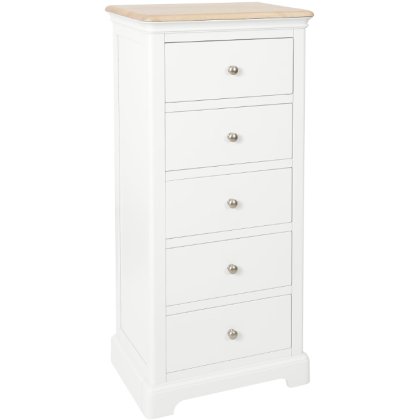 Lingwood Painted White 5 Drawer Tall Chest