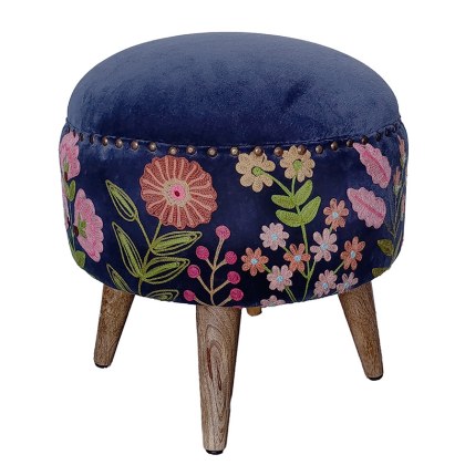 Blossome Indigo Footstool