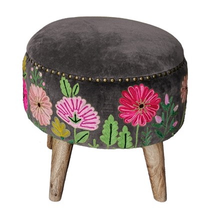 Boho Dark Dove Grey Footstool