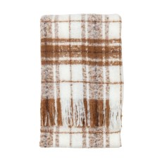 Check Faux Mohair Throw Tan