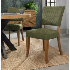 Portland Logan Rustic Oak Upholstered Chair - Cedar Velvet
