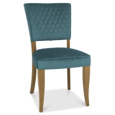 Portland Logan Rustic Oak Upholstered Chair - Azure Velvet Portland Logan Rustic Oak Upholstered Chair - Azure Velvet