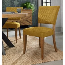 Portland Logan Rustic Oak Upholstered Chair - Mustard Velvet