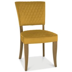 Portland Logan Rustic Oak Upholstered Chair - Mustard Velvet Portland Logan Rustic Oak Upholstered Chair - Mustard Velvet