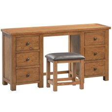 Dallow Rustic Double Pedestal Dressing Table and Stool Set