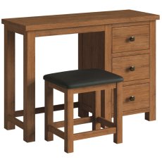 Dallow Rustic Single Pedestal Dressing Table and Stool Set