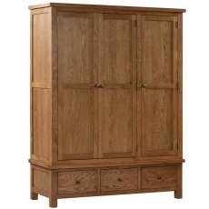 Dallow Rustic Triple Wardrobe with 3 Drawers Dallow Rustic Triple Wardrobe with 3 Drawers