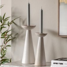 Set of 2 Porto Ceramic Glazed Candlestick Holders - White Set of 2 Porto Ceramic Glazed Candlestick Holders - White