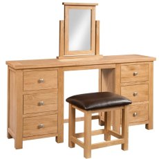 Dallow Oak Double Pedestal Dressing Table and Stool Set