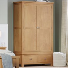 Dallow Oak Double Wardrobe with 2 Drawers