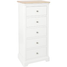 Lingwood Painted White 5 Drawer Tall Chest