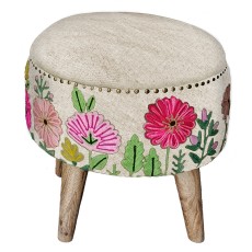 Boho Linen Pink Footstool Boho Linen Pink Footstool