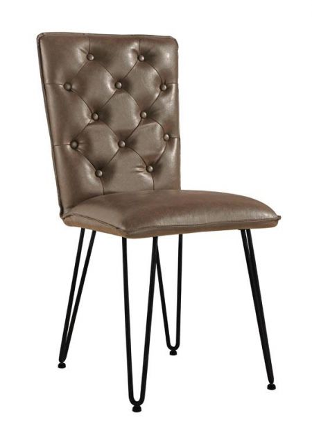 Studded Back Chair with Hair Pin Legs - Brown