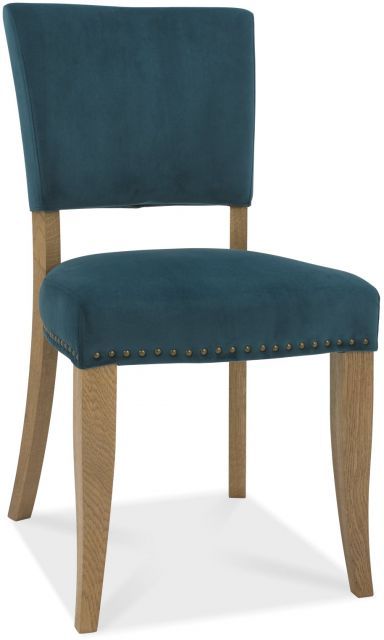 Portland Rustic Oak Sea Green Velvet Upholstered Chair