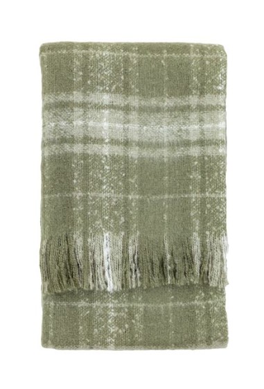 Check Faux Mohair Throw Olive