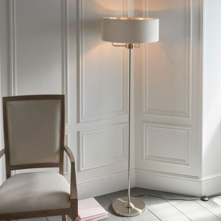 Highclere 3 Floor Lamp Chrome/Natural Highclere 3 Floor Lamp Chrome/Natural