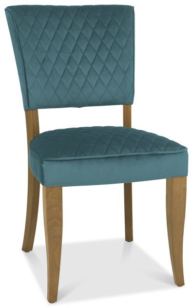 Portland Logan Rustic Oak Upholstered Chair - Azure Velvet Portland Logan Rustic Oak Upholstered Chair - Azure Velvet