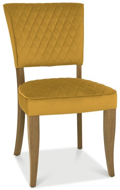 Portland Logan Rustic Oak Upholstered Chair - Mustard Velvet Portland Logan Rustic Oak Upholstered Chair - Mustard Velvet
