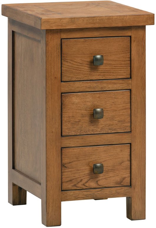 Dallow rustic compact 3 drawer bedside table Dallow rustic compact 3 drawer bedside table