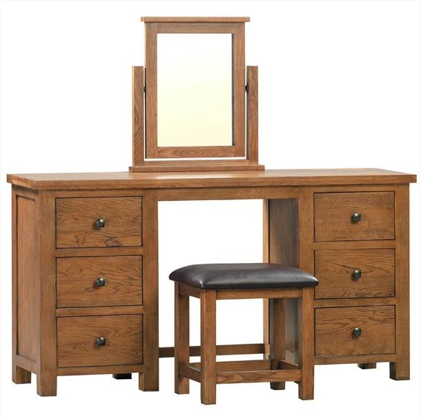 Dallow Rustic Double Pedestal Dressing Table and Stool Set Dallow Rustic Double Pedestal Dressing Table and Stool Set