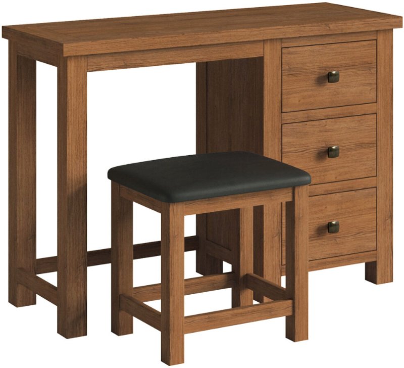 Dallow Rustic Single Pedestal Dressing Table and Stool Set Dallow Rustic Single Pedestal Dressing Table and Stool Set