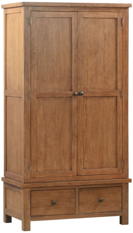 Dallow Rustic Double Wardrobe with 2 Drawers Dallow Rustic Double Wardrobe with 2 Drawers