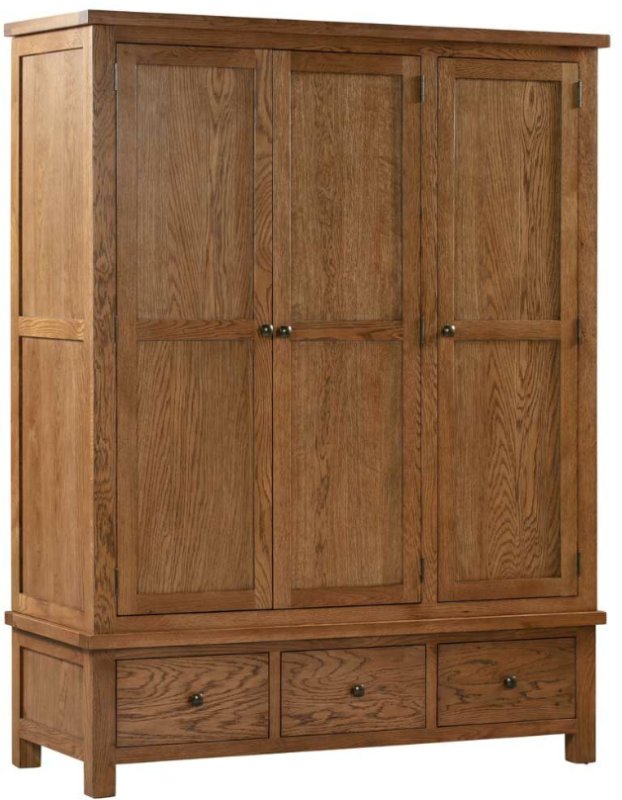 Dallow Rustic Triple Wardrobe with 3 Drawers Dallow Rustic Triple Wardrobe with 3 Drawers