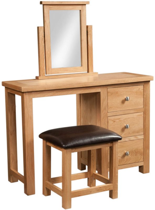 Dallow Oak Single Pedestal Dressing Table and Stool Set Dallow Oak Single Pedestal Dressing Table and Stool Set
