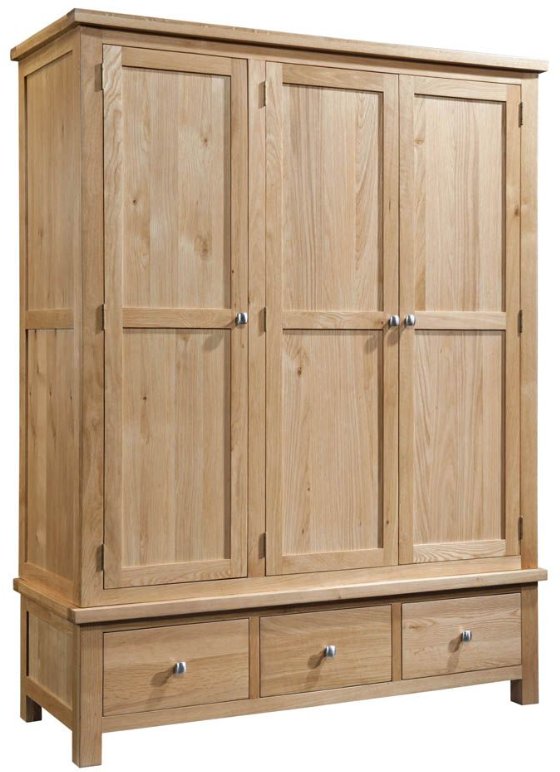 Dallow Oak Triple Wardrobe with 3 Drawers Dallow Oak Triple Wardrobe with 3 Drawers