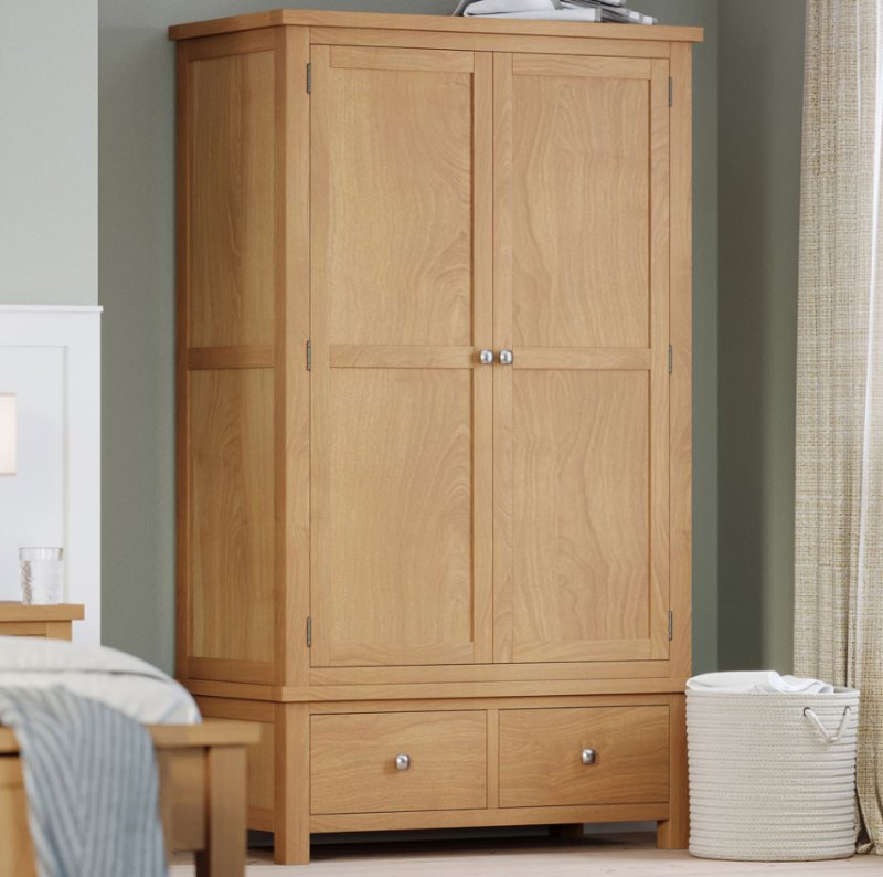 Dallow Oak Double Wardrobe with 2 Drawers Dallow Oak Double Wardrobe with 2 Drawers