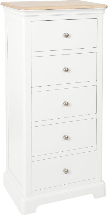 Lingwood Painted White 5 Drawer Tall Chest Lingwood Painted White 5 Drawer Tall Chest
