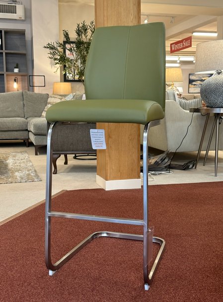Cali Bar Chair Olive With Brushed Legs (WAS: £165 / NOW: £99) Cali Bar Chair Olive With Brushed Legs (WAS: £165 / NOW: £99)