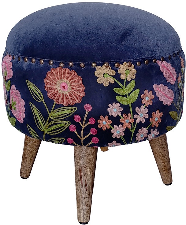 Blossome Indigo Footstool Blossome Indigo Footstool